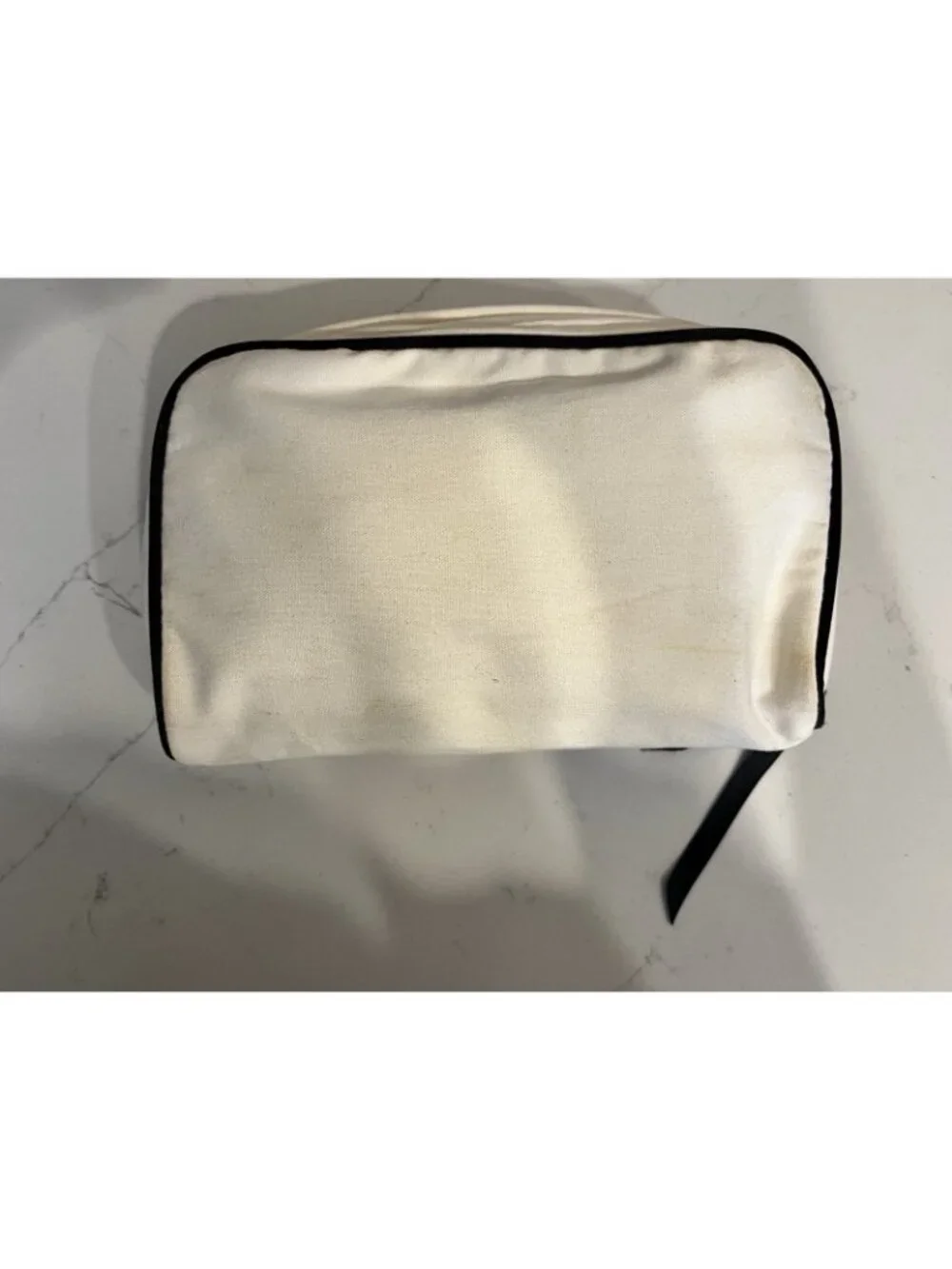 CHANEL Canvas Zipper  RARE Carry ALL Cosmetic Pouch Bag  GWP White